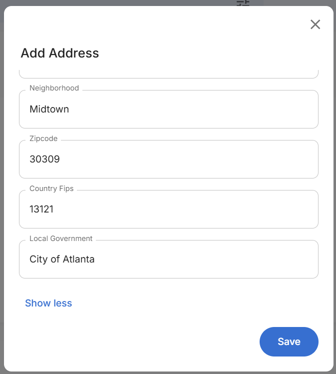 Add Address Form - Additional Fields