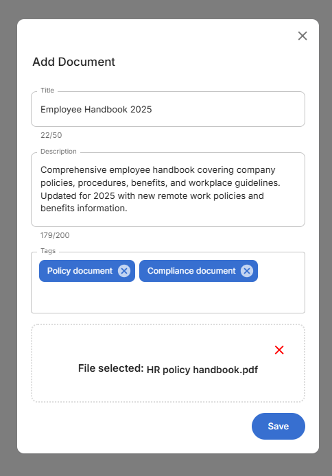 Add Document Form Filled
