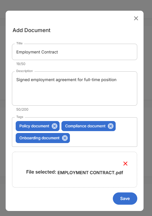 Add Document Form - Filled
