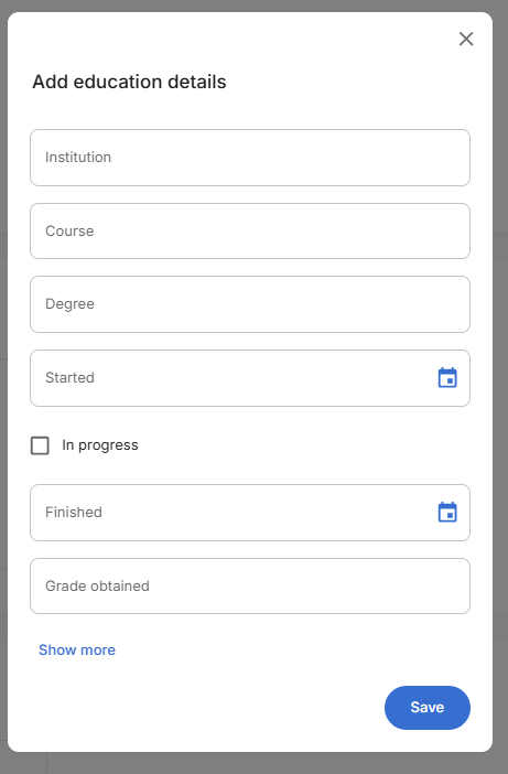 Add Education Form Basic