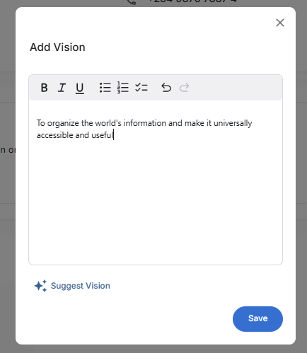 Add Vision Dialog