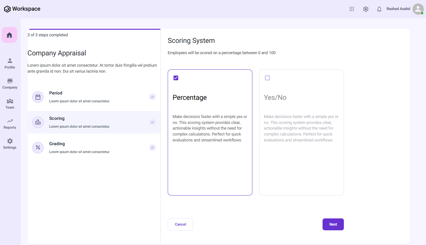 Scoring System Section