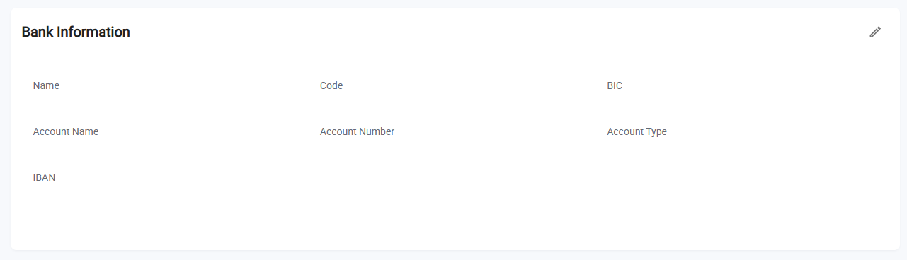 Bank Information Card