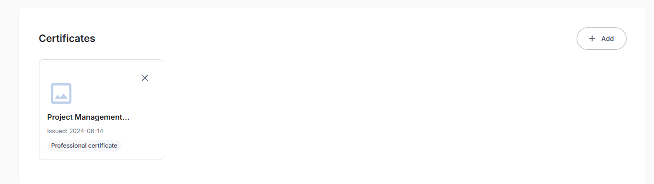 Certificates Section Populated