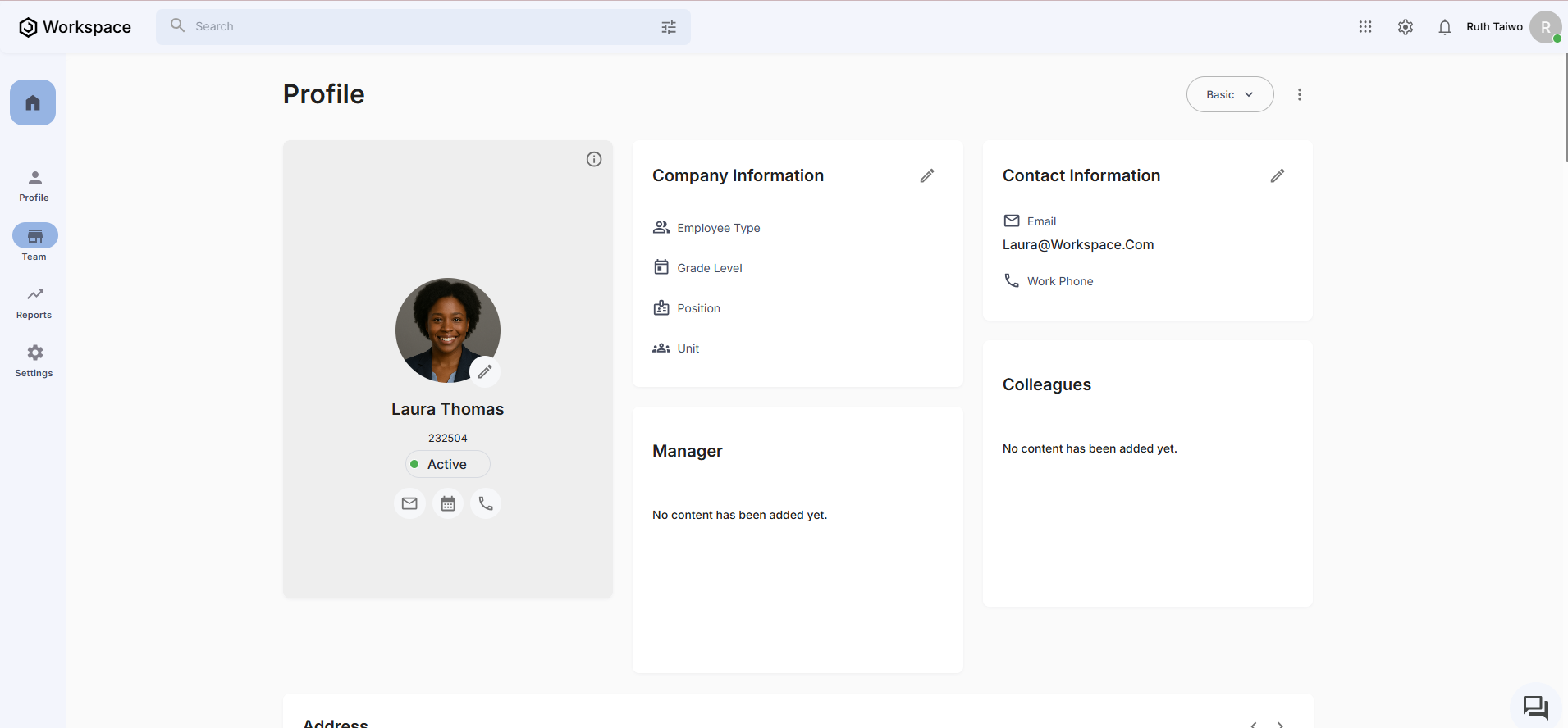 Company Information Section