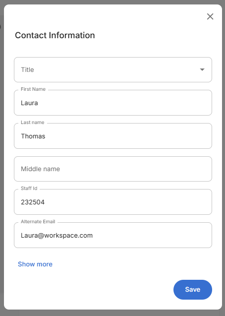 Contact Information Edit Form - Basic