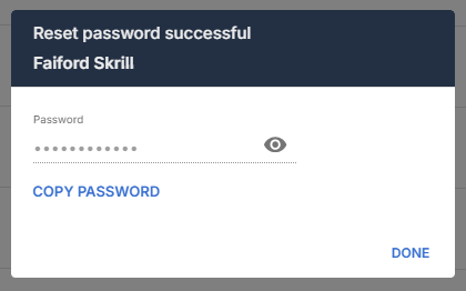 Copy password modal