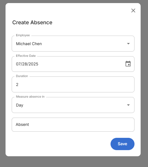 Create Absence Form Filled