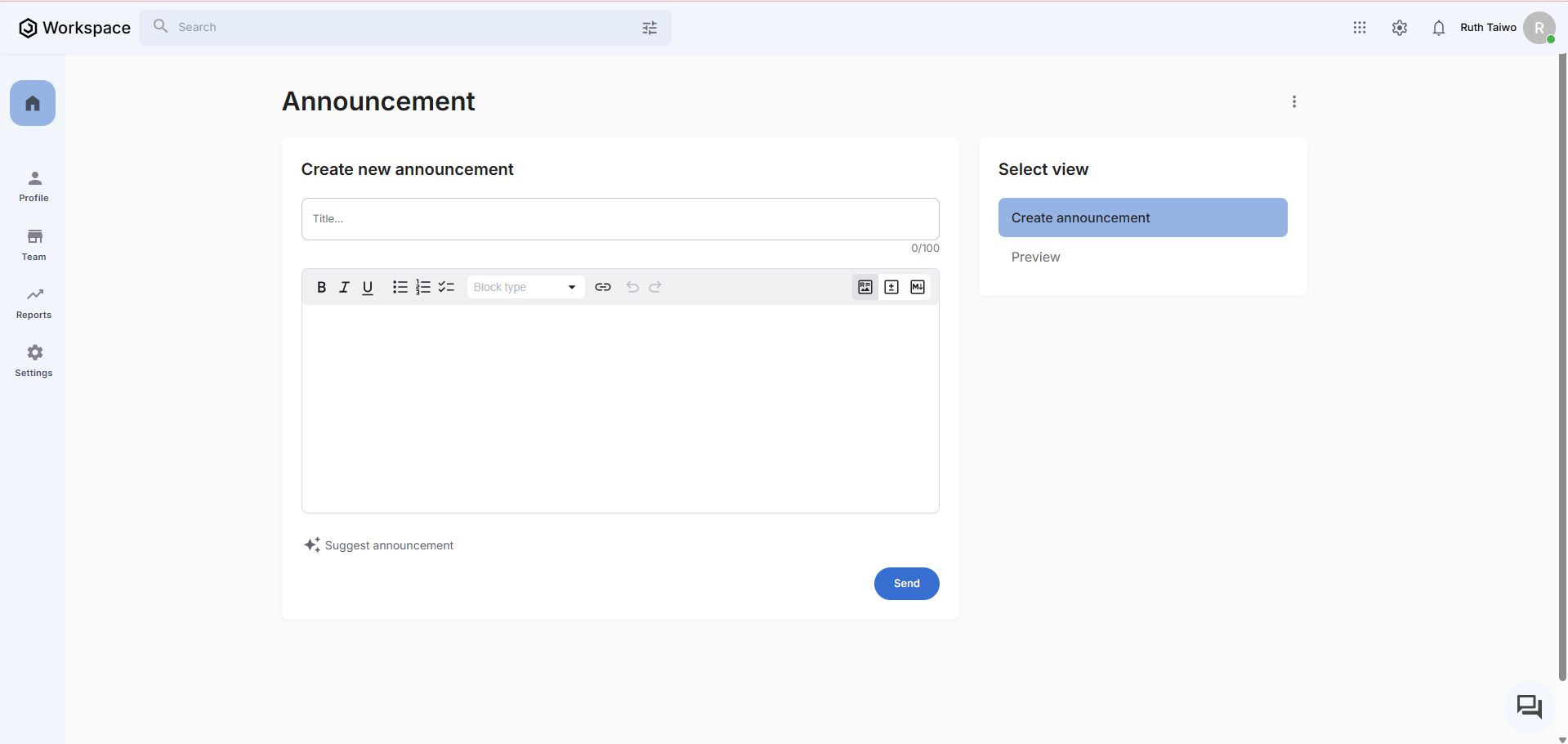 Create Announcement Form