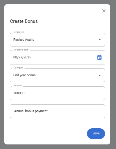 Add Bonus Form