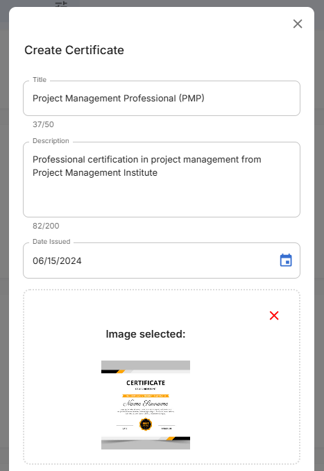 Create Certificate Form Filled