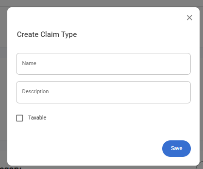 Create Claim Type Form