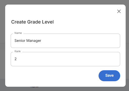 Create Grade Level Dialog