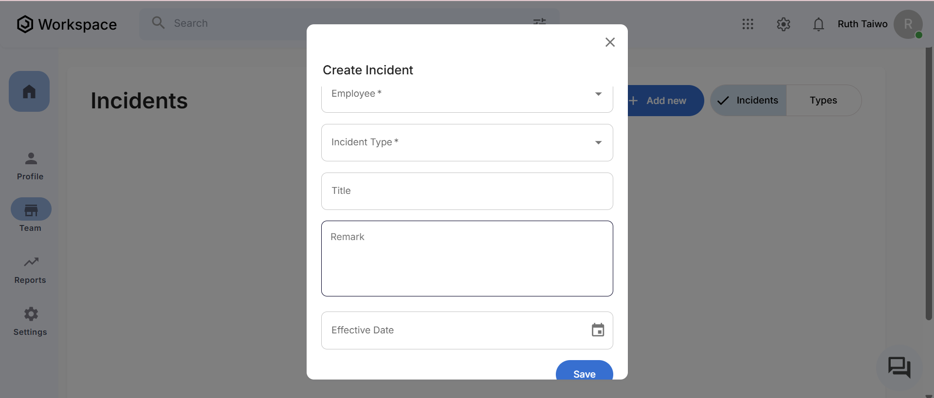 Create Incident Form