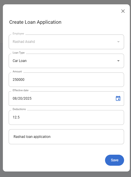 Create Loan Application Form