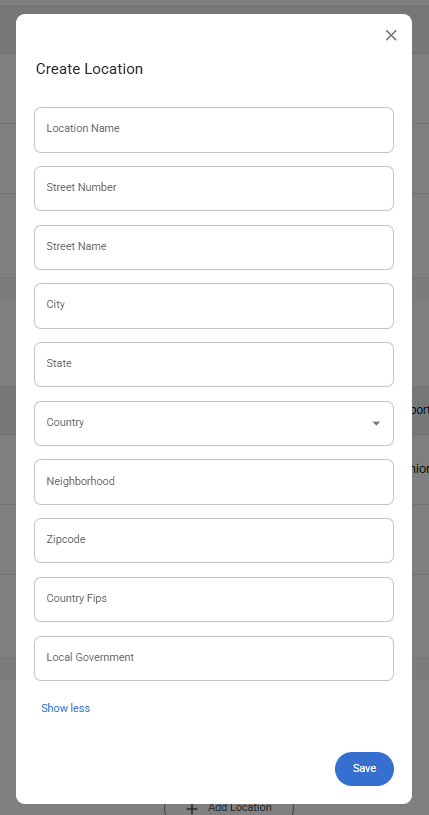 Create Location Form