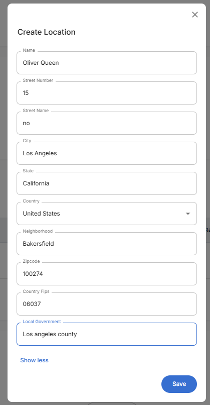 Create Location Modal
