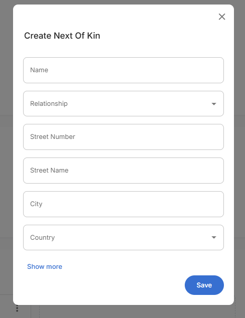 Create Next of Kin Form