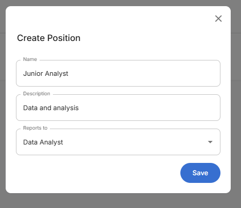 Create Position Form Filled
