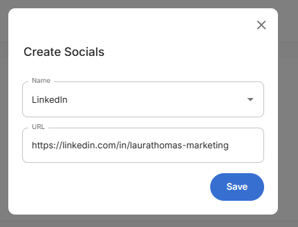 Create Socials Form - Filled