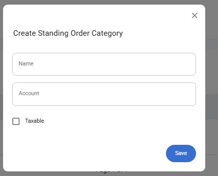 Create Standing Order Category Dialog