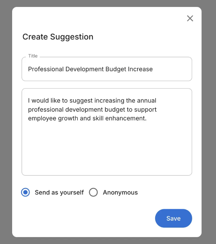 Create Suggestion Filled