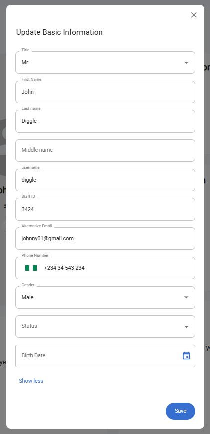 Edit Basic Information Form