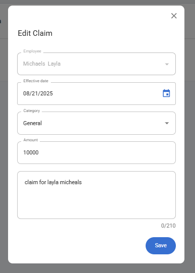 Edit Claim Form