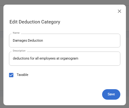 Edit Deduction Category Dialog