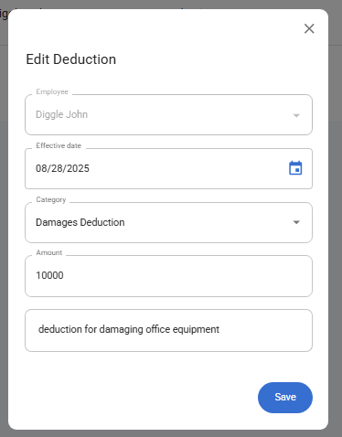 Edit Deduction Form