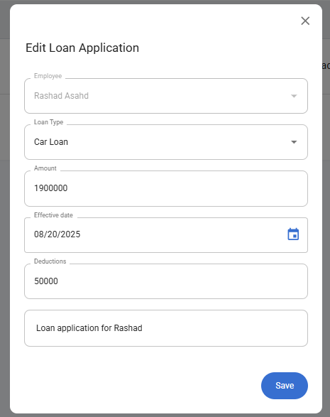 Edit Loan Application Form