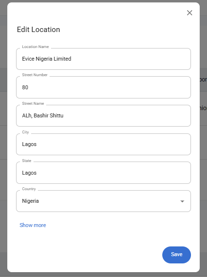 Edit Location Form