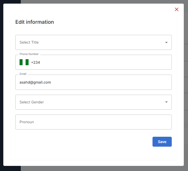 Edit Information Form - Empty