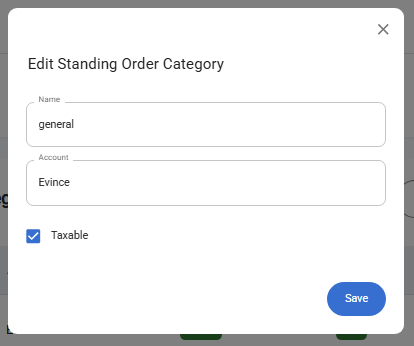 Edit Standing Order Category Dialog