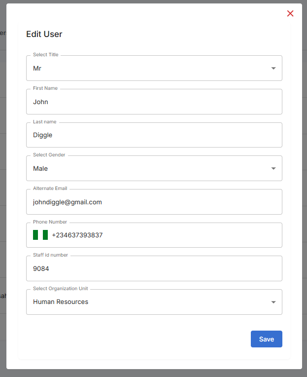 Edit user form