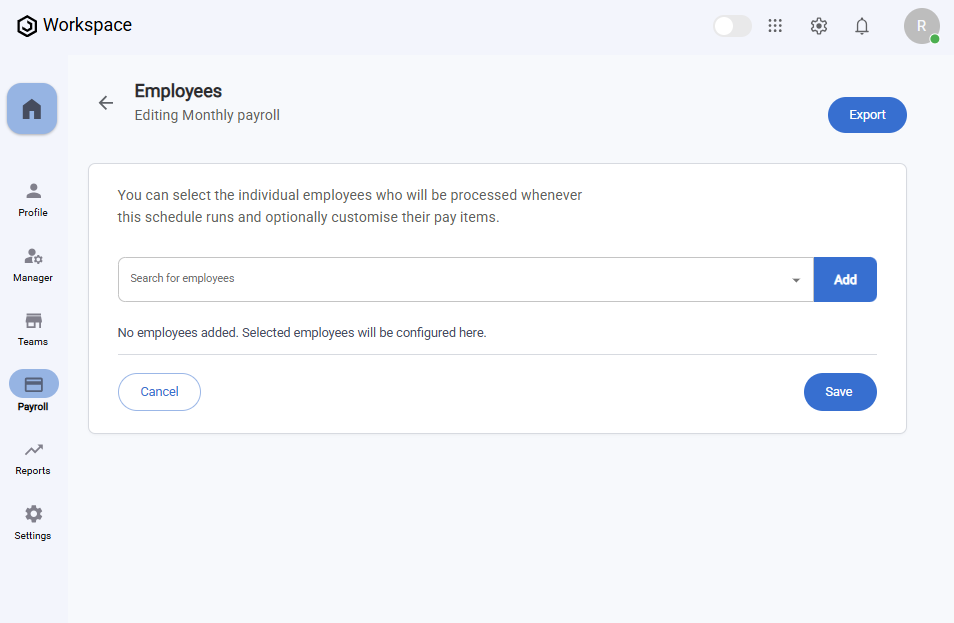 Employee Configuration Page
