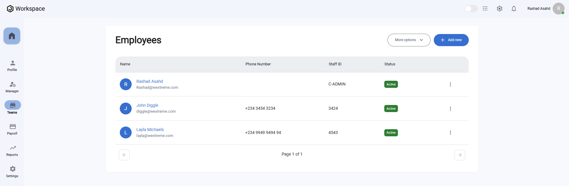 Employee List Page