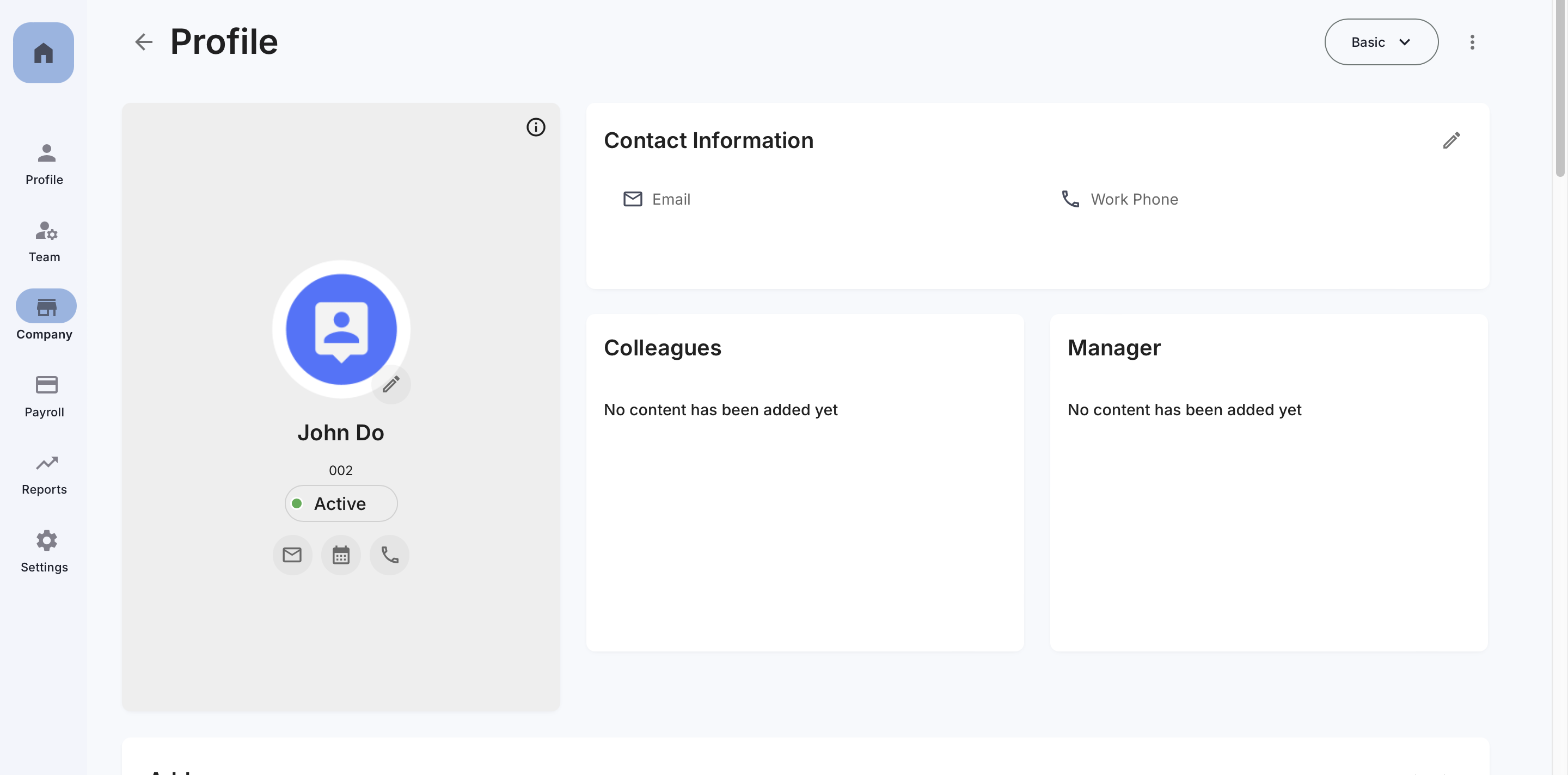 Employee Profile Page