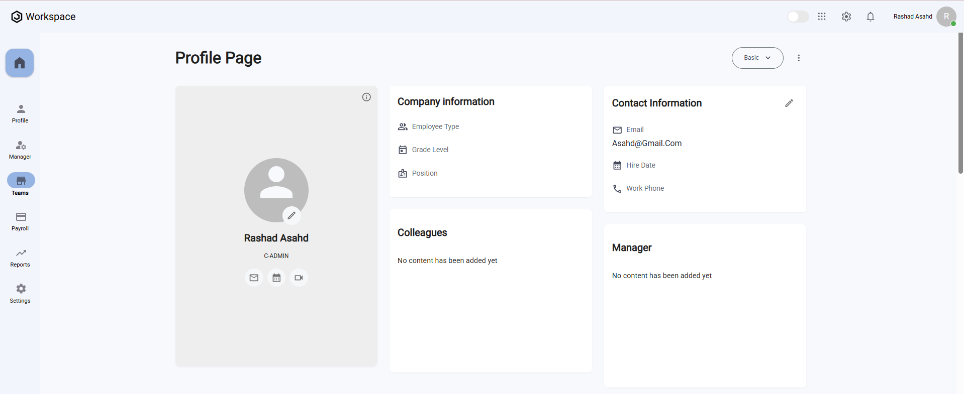 Employee Profile Page