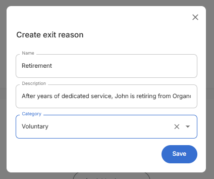 Exit reason information