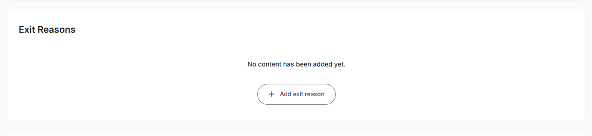 Exit reason section