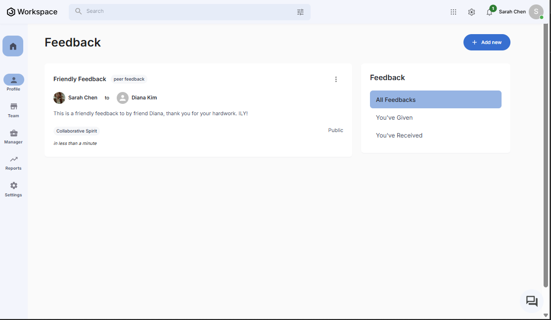 Feedback List Page