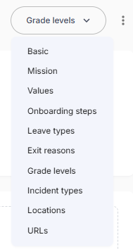 Settings Dropdown Selector