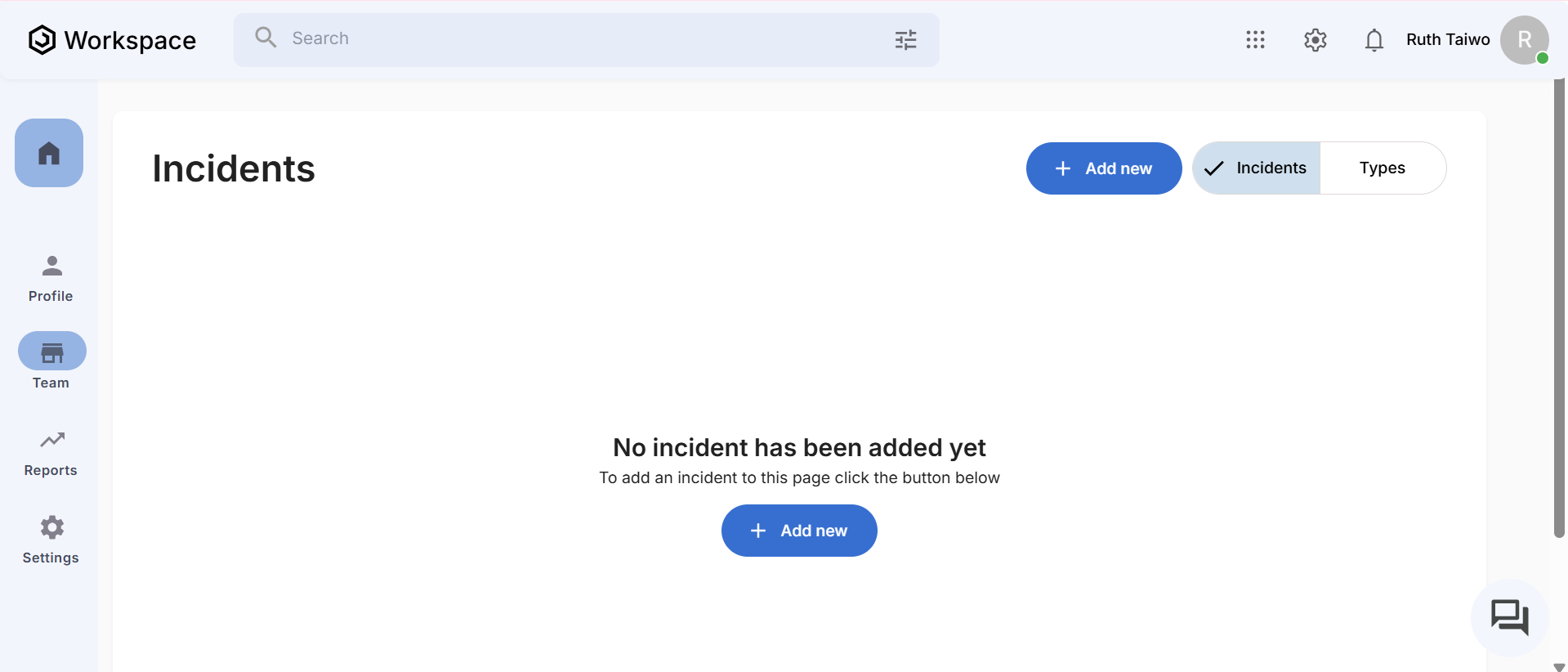 Incidents Section Empty