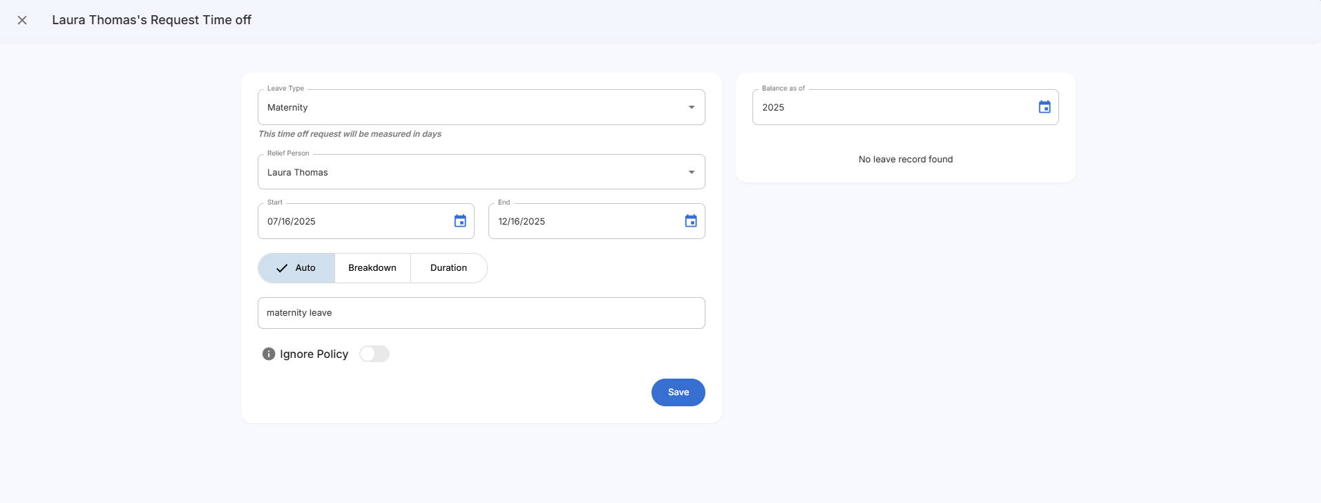 Leave Request Filled