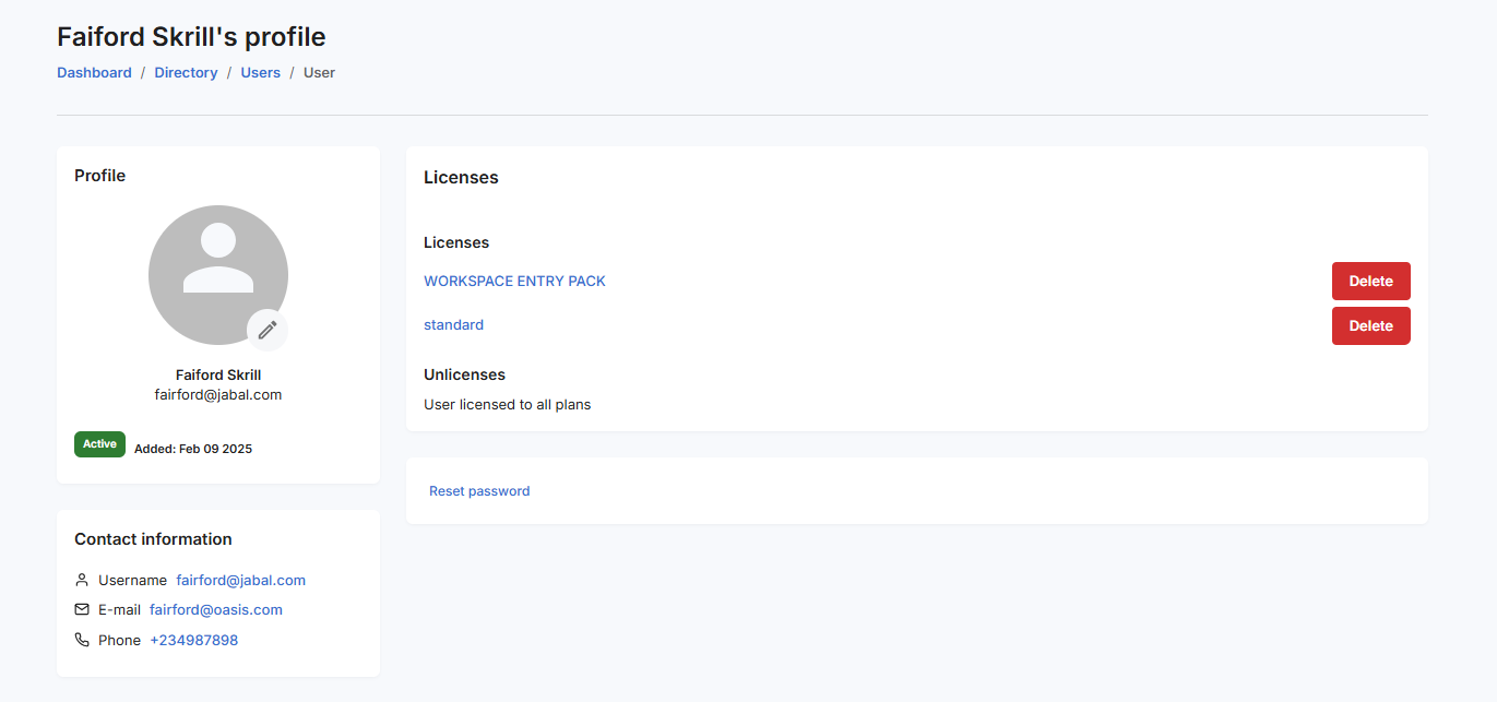 Licenses with Delete Buttons