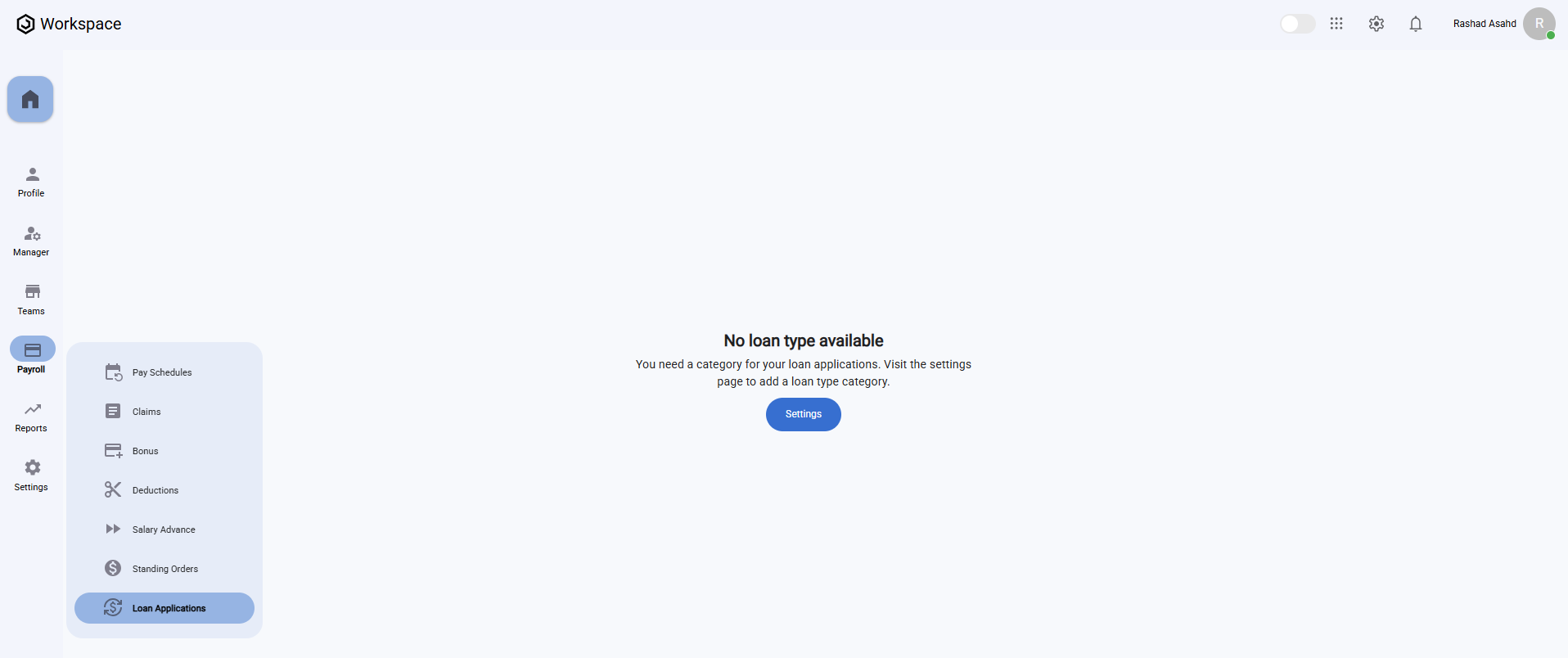 No Loan Application type