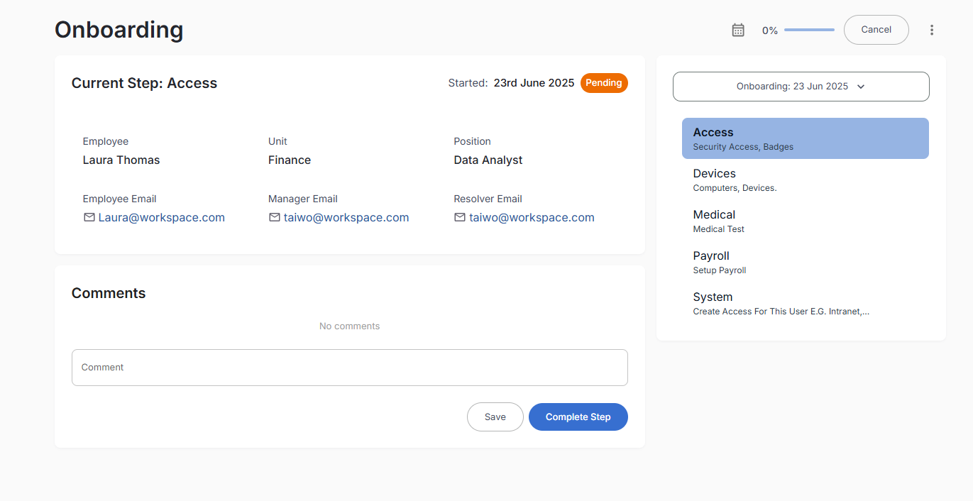 Onboarding Dashboard Access Step