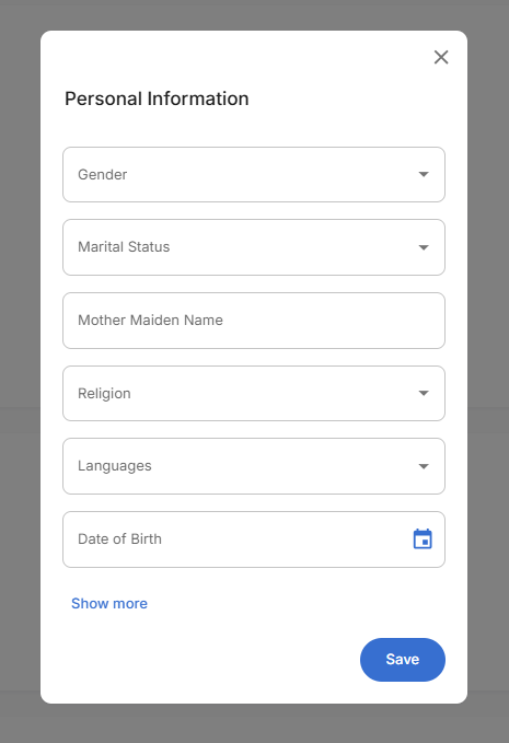 Personal Information Edit Form - Basic