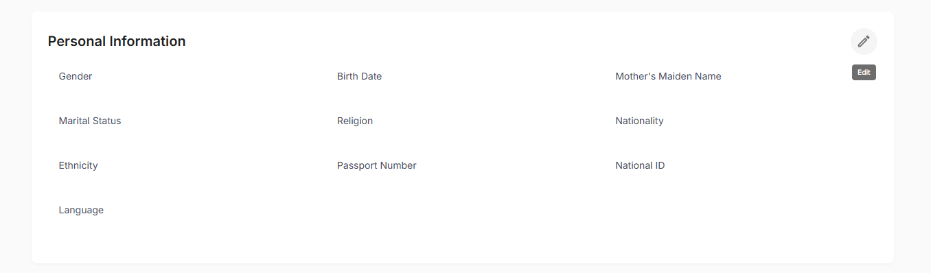 Updated Personal Information